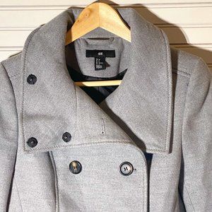H&M Double-breasted Peacoat Light Gray Melange Size 8